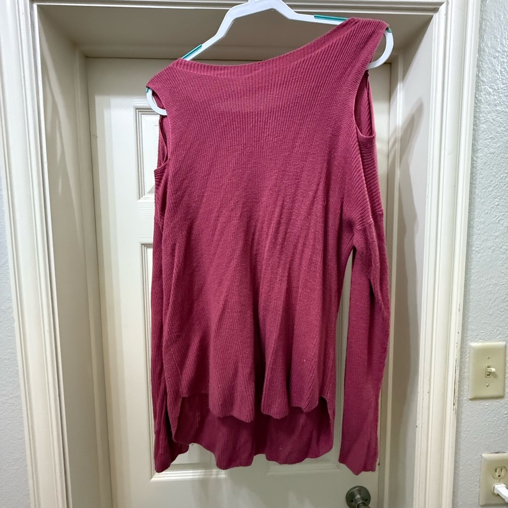 Express Fuchsia Cold Shoulder Sweater